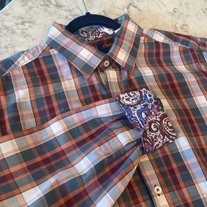 Robert Graham Checked Button Down Shirt, Size Large